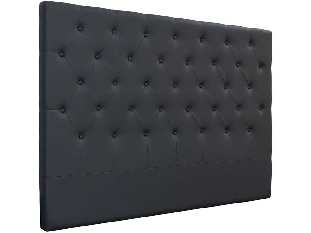 Cabecero de cama acolchado 160cm"Déco" en PVC - Gris oscuro