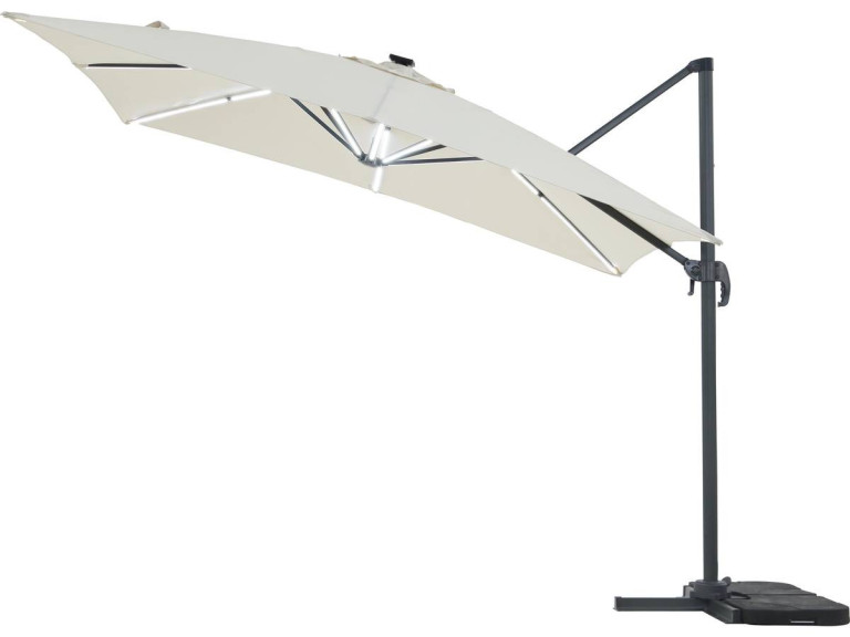 Parasol de jardin LED Alu "Sun 4 Luxe" - Rectangular -  3 x 4 m - Crudo