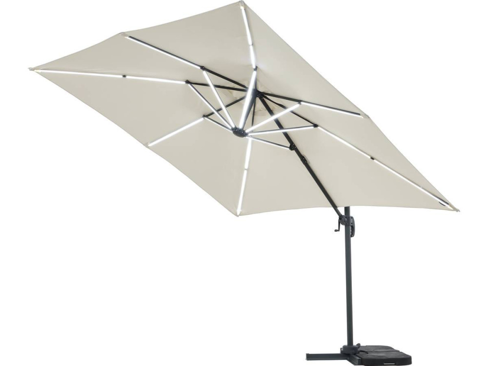 Parasol de jardin LED Alu "Sun 4 Luxe" - Rectangular -  3 x 4 m - Crudo