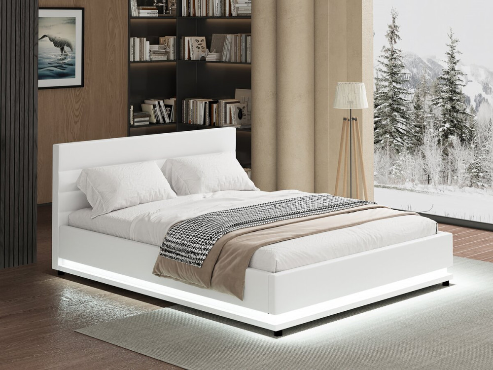 Cama con LED "Anastasia" - 140 x 190 cm - Blanco