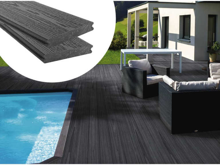 Lote de 3 lamas composite para terraza - 2,4m - Superficie aprox. 0.99 m2 - Gris