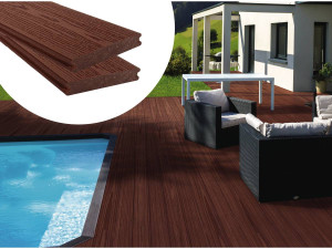 Lote de 3 lamas composite para terraza - 2,4m - Superficie aprox. 0.99 m2 - Marron