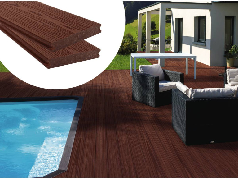 Lote de 3 lamas composite para terraza - 2,4m - Superficie aprox. 0.99 m2 - Marron