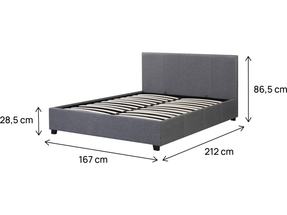 Cama en PVC "Carla" - 160 x 200 cm - Gris