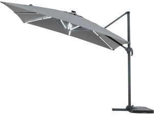 Parasol de jardin LED Alu "Sun 4 Luxe" - Rectangular -  3 x 4 m - Gris