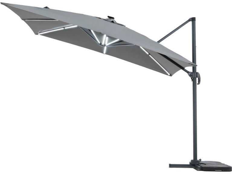 Parasol de jardin LED Alu "Sun 4 Luxe" - Rectangular -  3 x 4 m - Gris