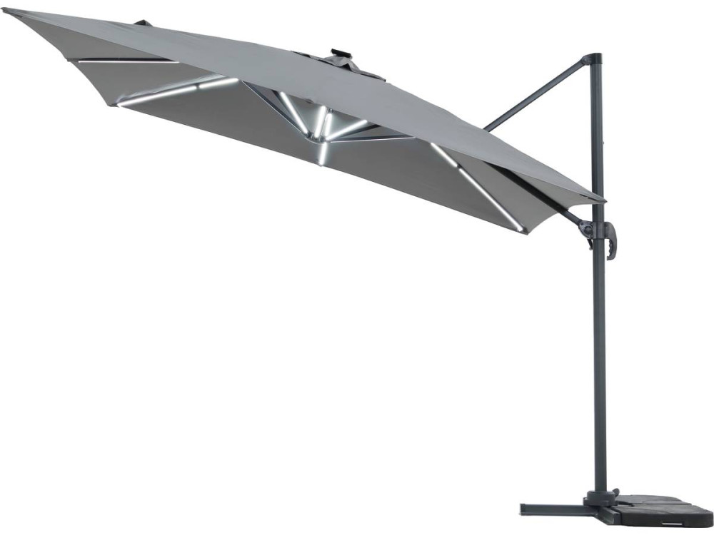 Parasol de jardin LED Alu "Sun 4 Luxe" - Rectangular -  3 x 4 m - Gris