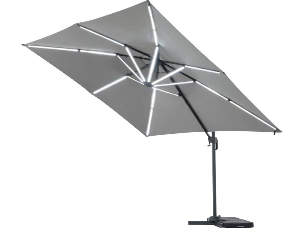 Parasol de jardin LED Alu "Sun 4 Luxe" - Rectangular -  3 x 4 m - Gris