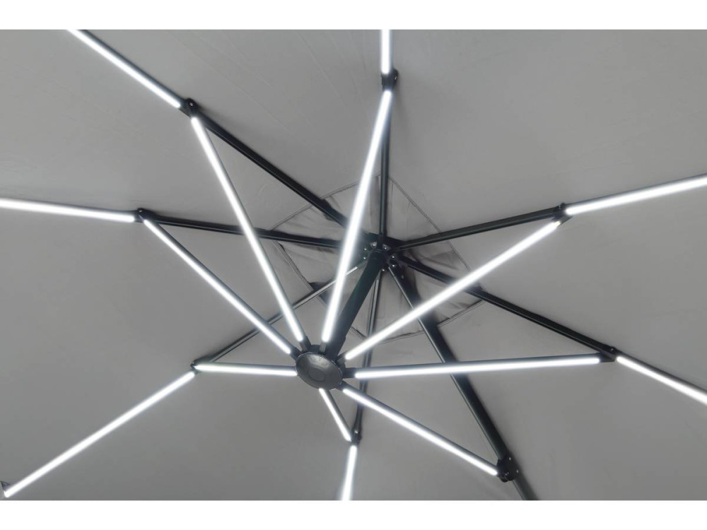 Parasol de jardin LED Alu "Sun 4 Luxe" - Rectangular -  3 x 4 m - Gris
