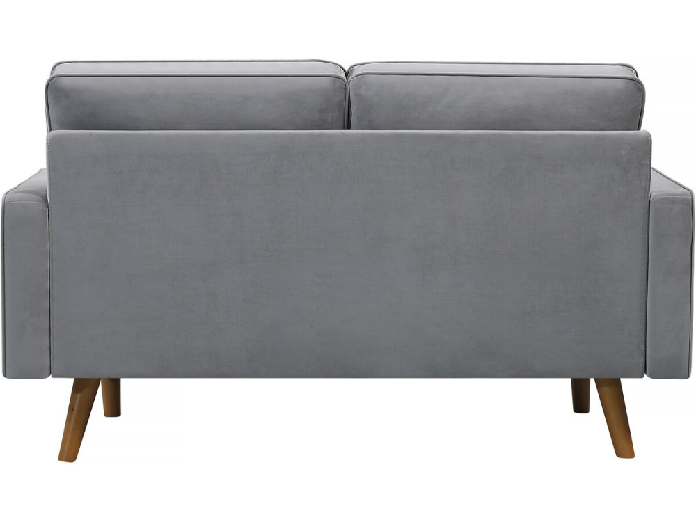 Sofá fijo de terciopelo "Yannick" - 82 x 147 x 86 cm - 2 plazas - Gris claro.