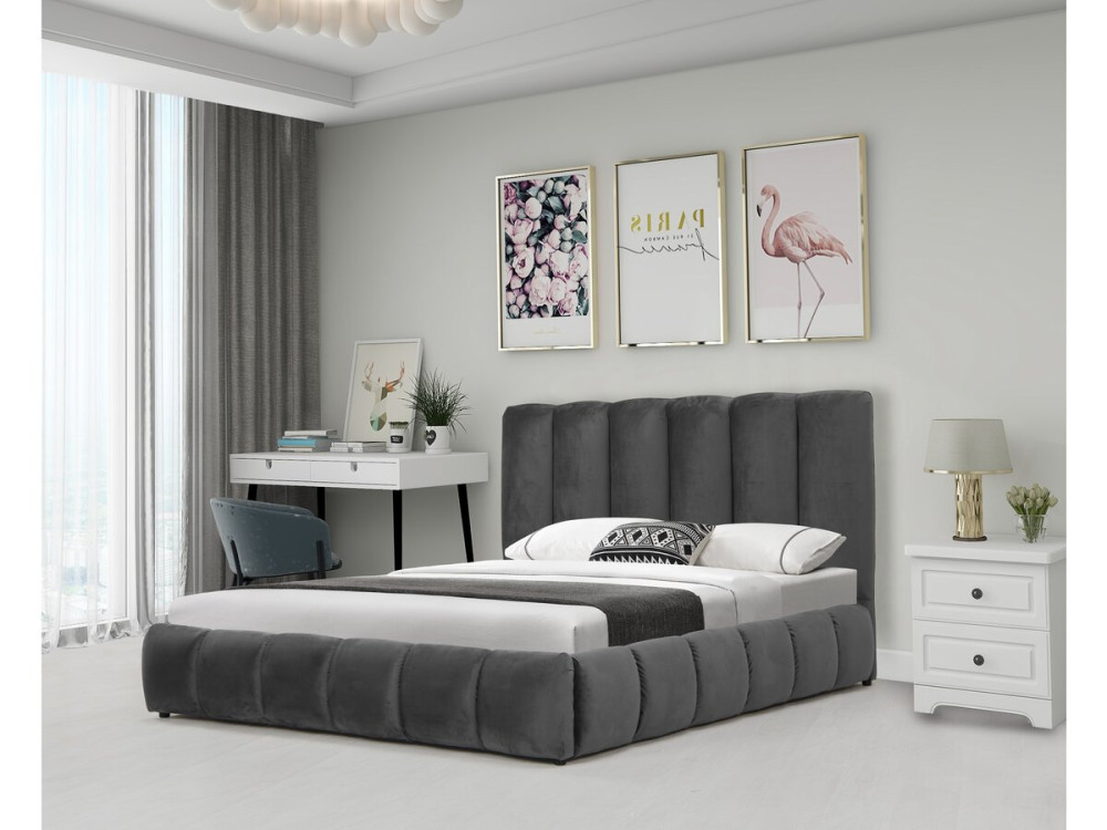 Cama "Annie" con arcón 140 x 190 cm - Gris
