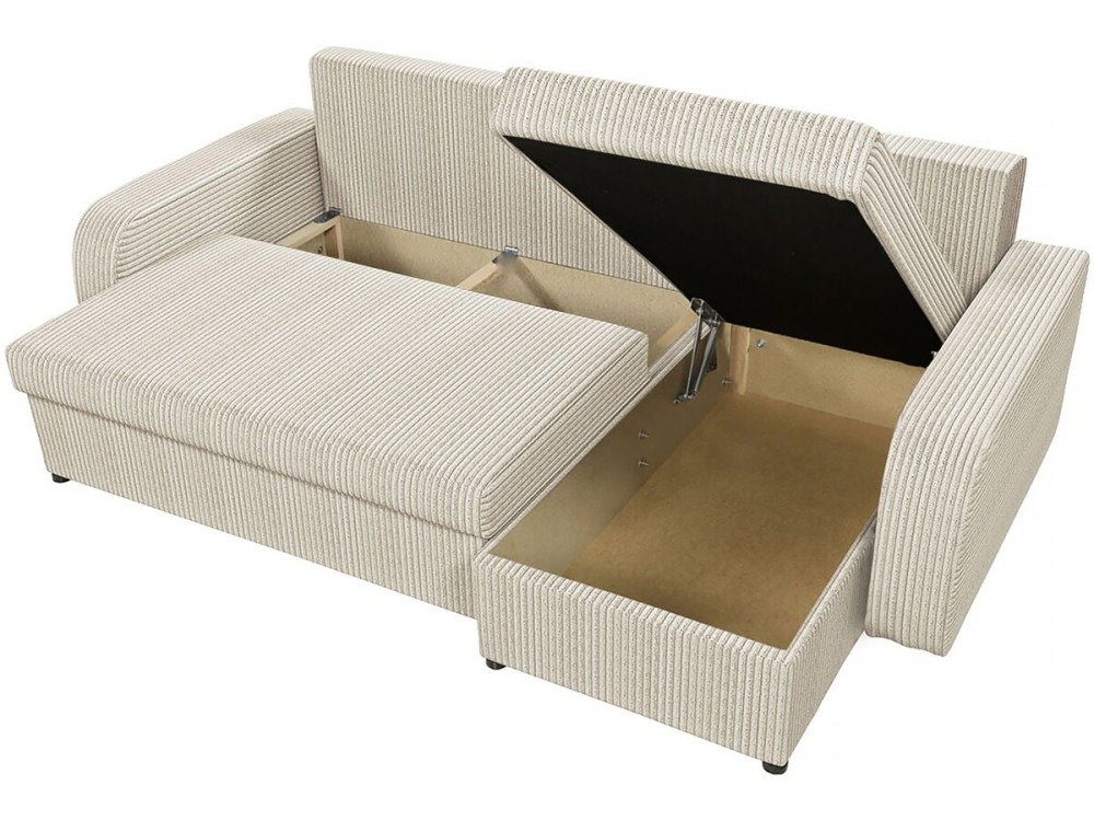 Sofá cama esquinero de pana "Vinci" 3 plazas - Beige