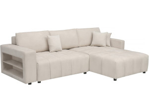 Sofá cama esquinero 3 plazas en tejido de chenilla - "Trocadero" - Beige