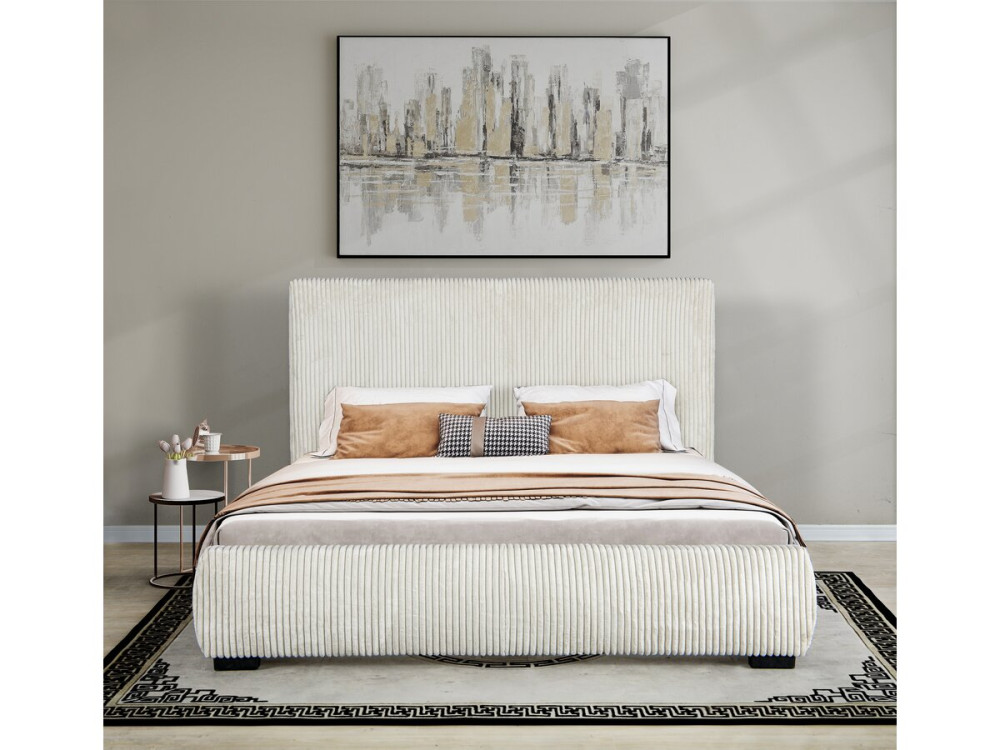 Cama doble «Montana» de pana - 140 x 190 cm - Beige