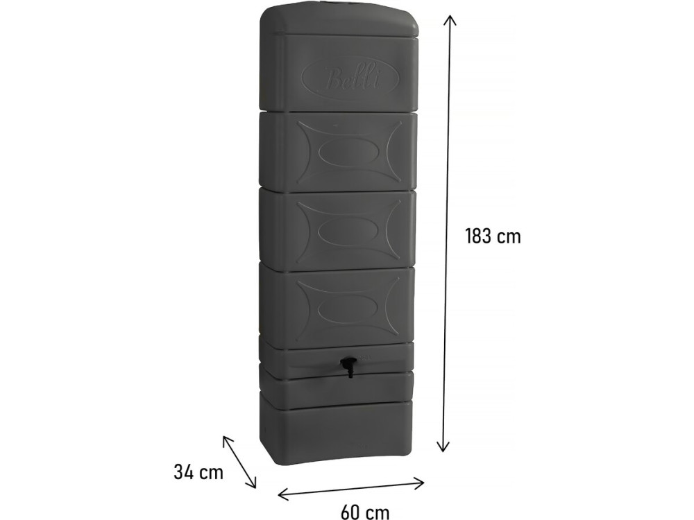 Recolector de agua de pared 300L con kit de conexión de nicho "Malang" - Gris