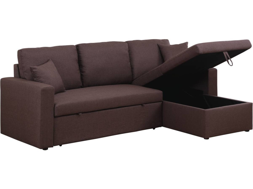Sofá esquinero convertible "Alain" - 3 plazas - Marron