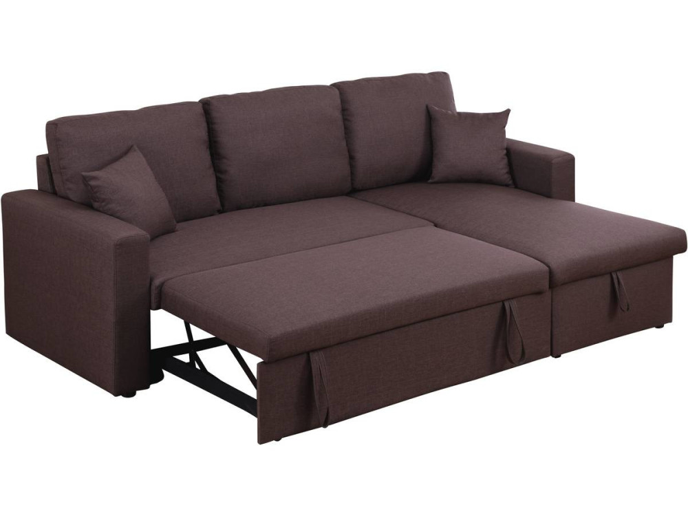 Sofá esquinero convertible "Alain" - 3 plazas - Marron
