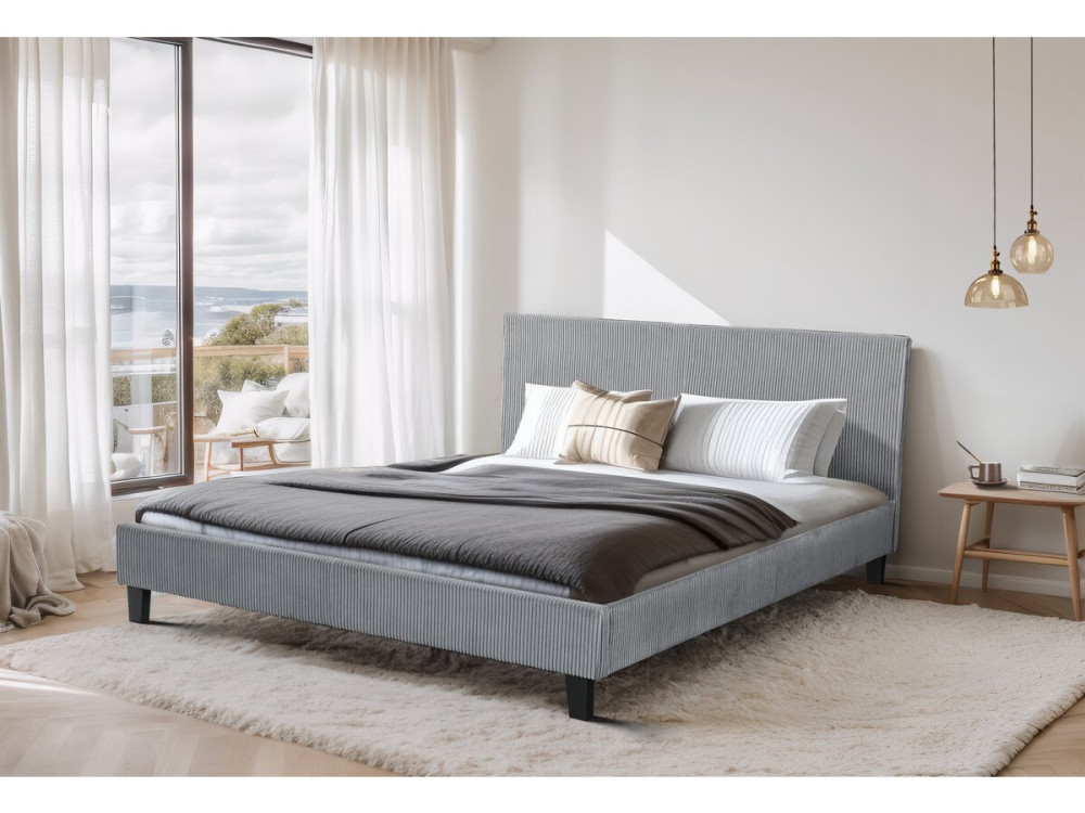 Cama de pana "Ambre" - 160 x 200 - Gris
