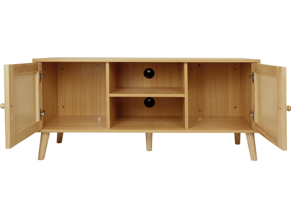 Mueble TV de caña escandinavo "Iguana" - 120 x 30 x 56,5 cm - Marrón