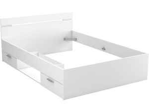 Cama doble de madera "Michigan" - 140 x 200 cm - Blanco