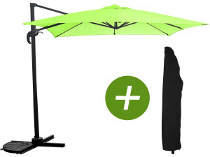 Sombrilla de jardin "Soleil" - Cuadrada - 2.5 x 2.5 m - Verde + Funda protectora