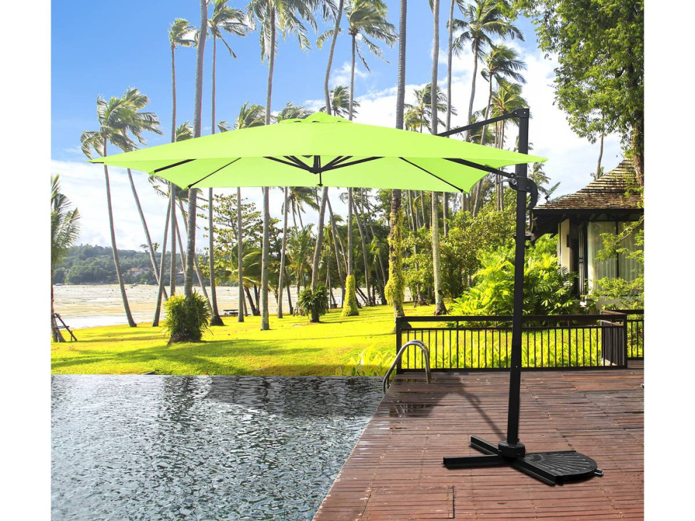 Sombrilla de jardin "Soleil" - Cuadrada - 2.5 x 2.5 m - Verde + Funda protectora