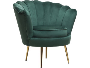 Sillón de terciopelo "Floria" - 75 x 68 x 77,5cm - Verde
