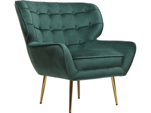 Sillón de terciopelo "Austin" - 79 x 71 x 79,5 cm - Verde