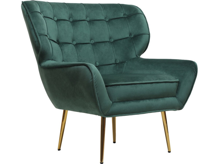 Sillón de terciopelo "Austin" - 79 x 71 x 79,5 cm - Verde