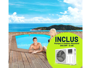 Piscina de madera "Rio 130" - 5,60 x 3,70 x 1,39 m + Bomba de calor - Potencia 6,1 kW