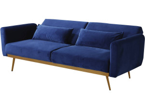 Sofá cama/clic clac terciopelo - "Donia" - 3 plazas - Azul oscuro