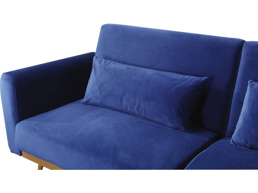 Sofá cama/clic clac terciopelo - "Donia" - 3 plazas - Azul oscuro