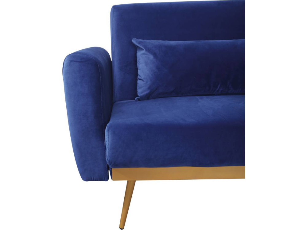 Sofá cama/clic clac terciopelo - "Donia" - 3 plazas - Azul oscuro
