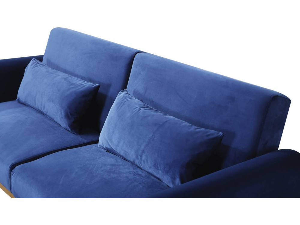 Sofá cama/clic clac terciopelo - "Donia" - 3 plazas - Azul oscuro