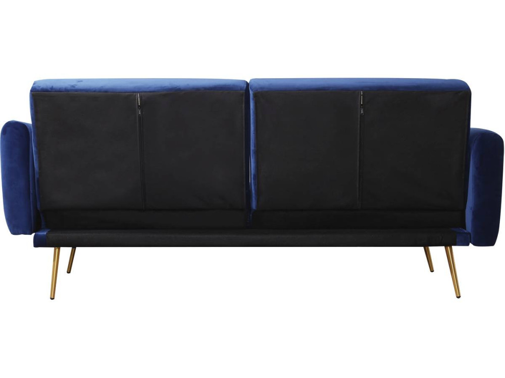 Sofá cama/clic clac terciopelo - "Donia" - 3 plazas - Azul oscuro