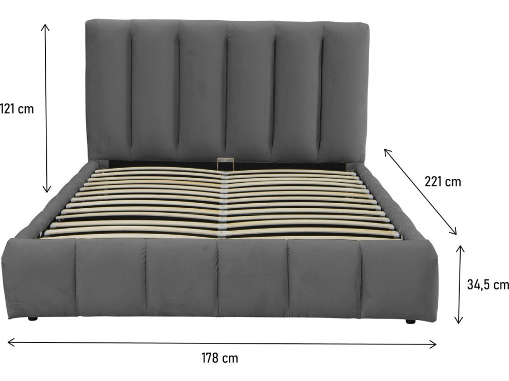 Cama "Annie" con arcón 160 x 200 cm - Gris