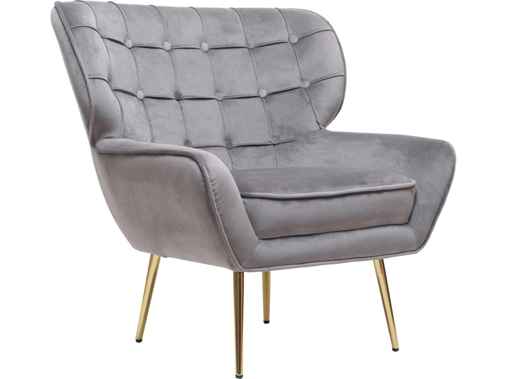Sillón de terciopelo "Austin" - 79 x 71 x 79,5 cm - Gris
