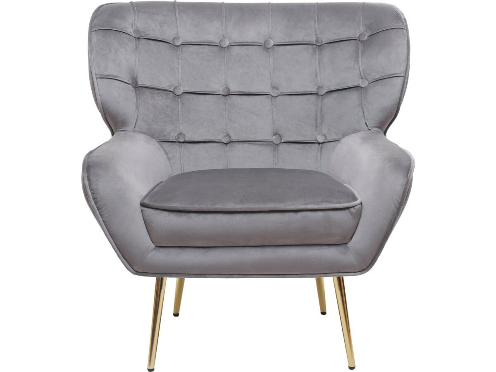 Sillón de terciopelo "Austin" - 79 x 71 x 79,5 cm - Gris