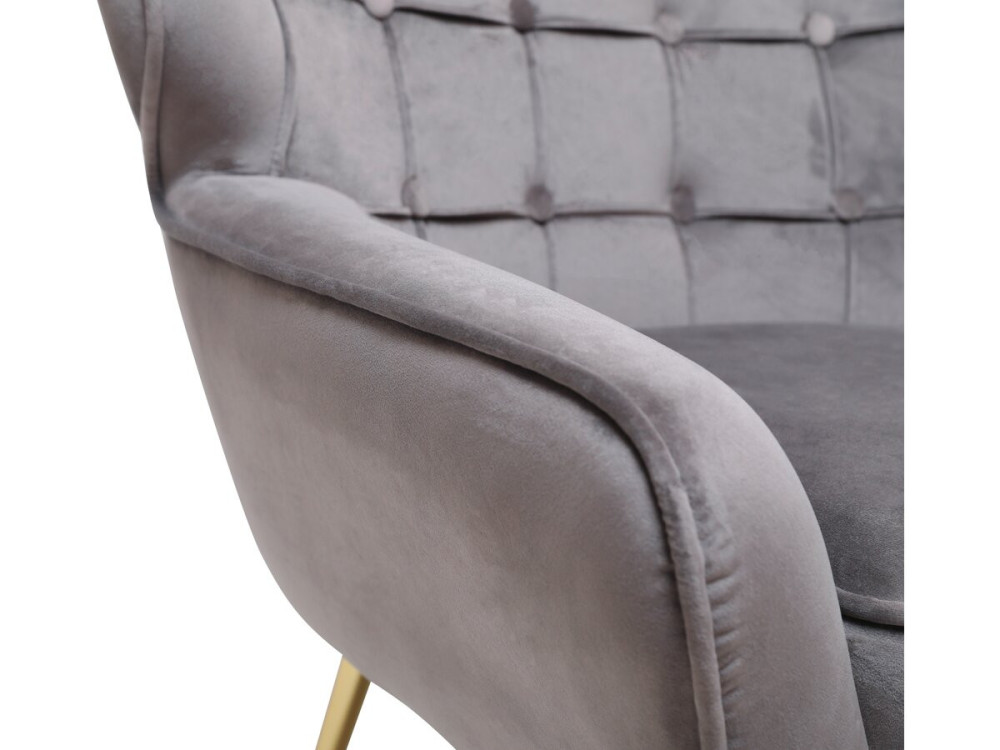 Sillón de terciopelo "Austin" - 79 x 71 x 79,5 cm - Gris