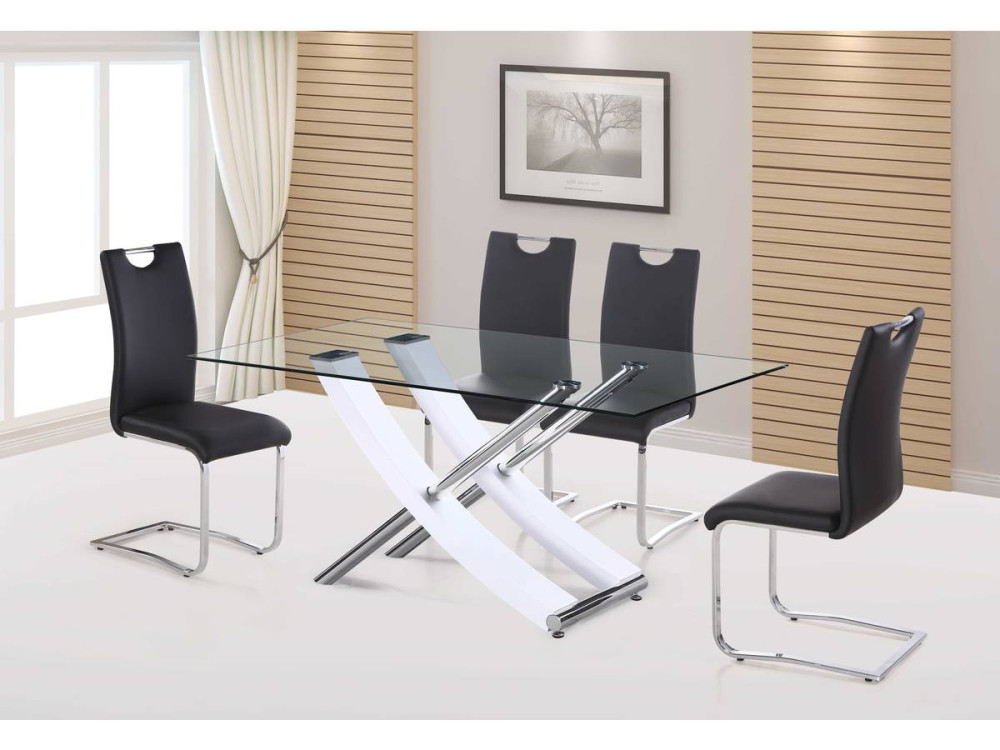 Mesa Diva en vidrio -  160 x 90 x 76 cm - Blanco laqcado