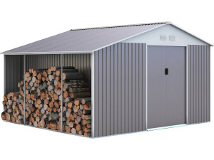 Caseta de metal Dallas 12,99 m2 con leñero