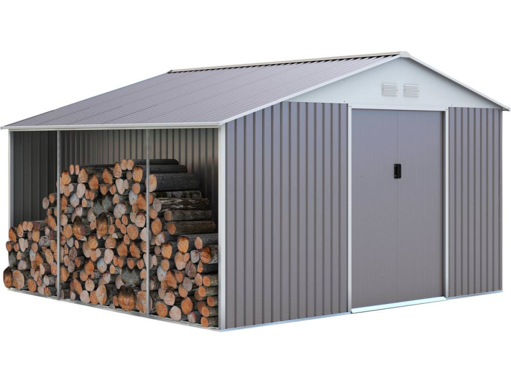 Caseta de metal Dallas 12,99 m2 con leñero