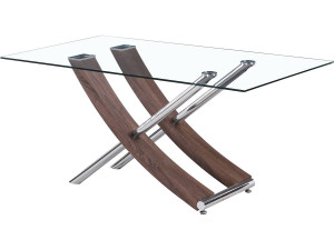 Mesa Diva en vidrio -  160 x 90 x 76 cm - Roble lacado