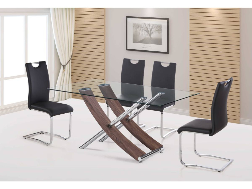 Mesa Diva en vidrio -  160 x 90 x 76 cm - Roble lacado