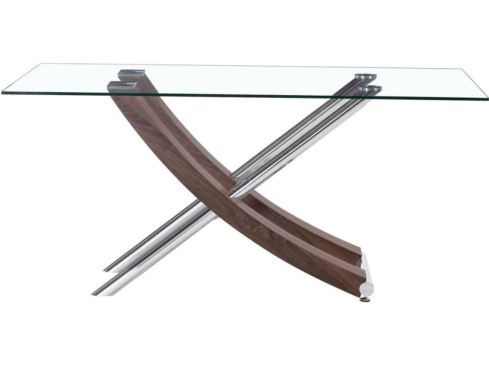 Mesa Diva en vidrio -  160 x 90 x 76 cm - Roble lacado