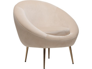 Sillón de terciopelo "Cocon" - 77 x 74 x 77,5 cm - Beige