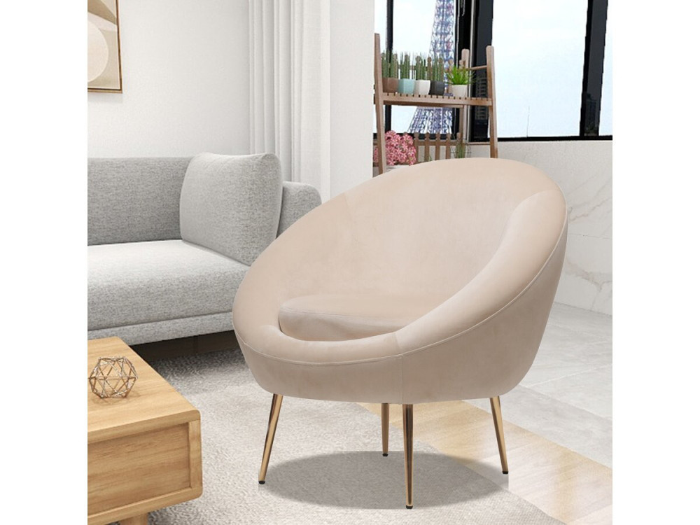 Sillón de terciopelo "Cocon" - 77 x 74 x 77,5 cm - Beige