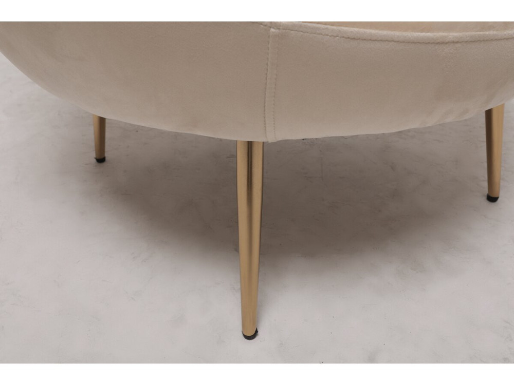 Sillón de terciopelo "Cocon" - 77 x 74 x 77,5 cm - Beige