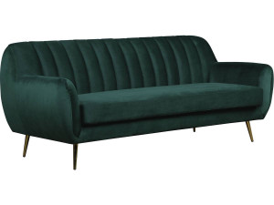 Sofá terciopelo "Evans" - 195 x 84 x 82 cm - 3 plazas - Verde oscuro