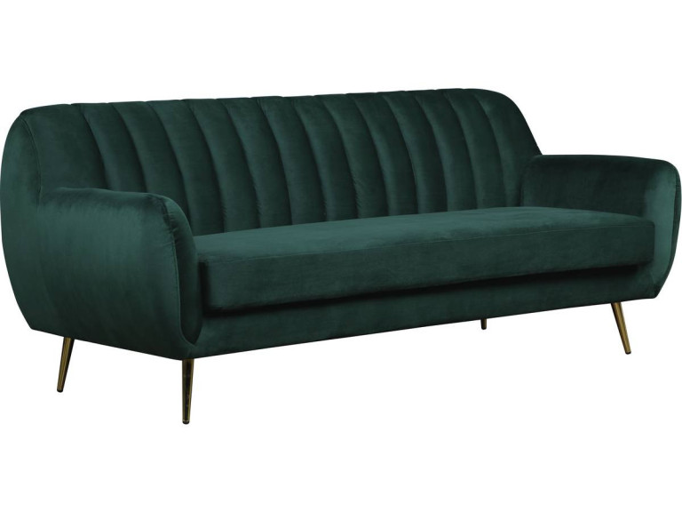 Sofá terciopelo "Evans" - 195 x 84 x 82 cm - 3 plazas - Verde oscuro